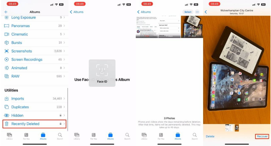 湾里苹果14维修分享 iPhone14 上恢复已删除的照片 