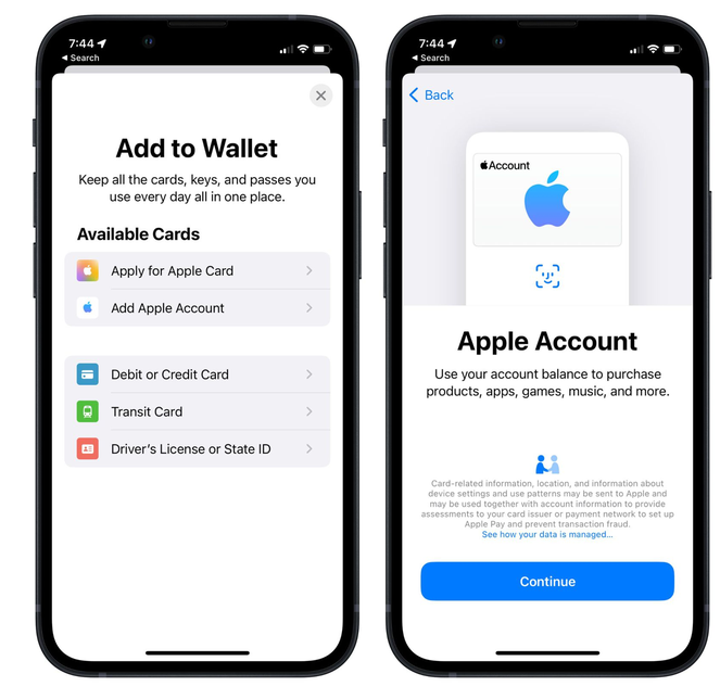 湾里苹果手机维修分享iOS 15.5钱包App如何添加 Apple 账户 