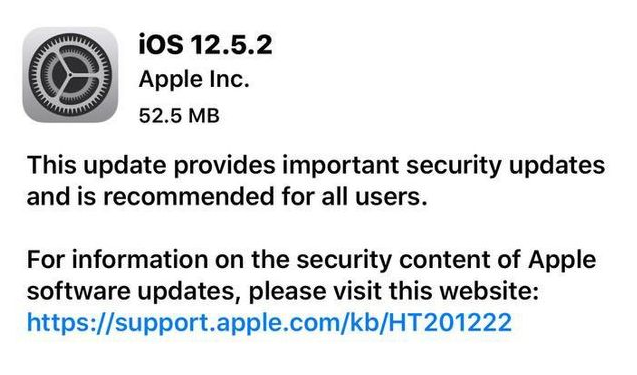 湾里苹果手机维修分享iOS12.5.2发布，建议所有老苹果用户安装 